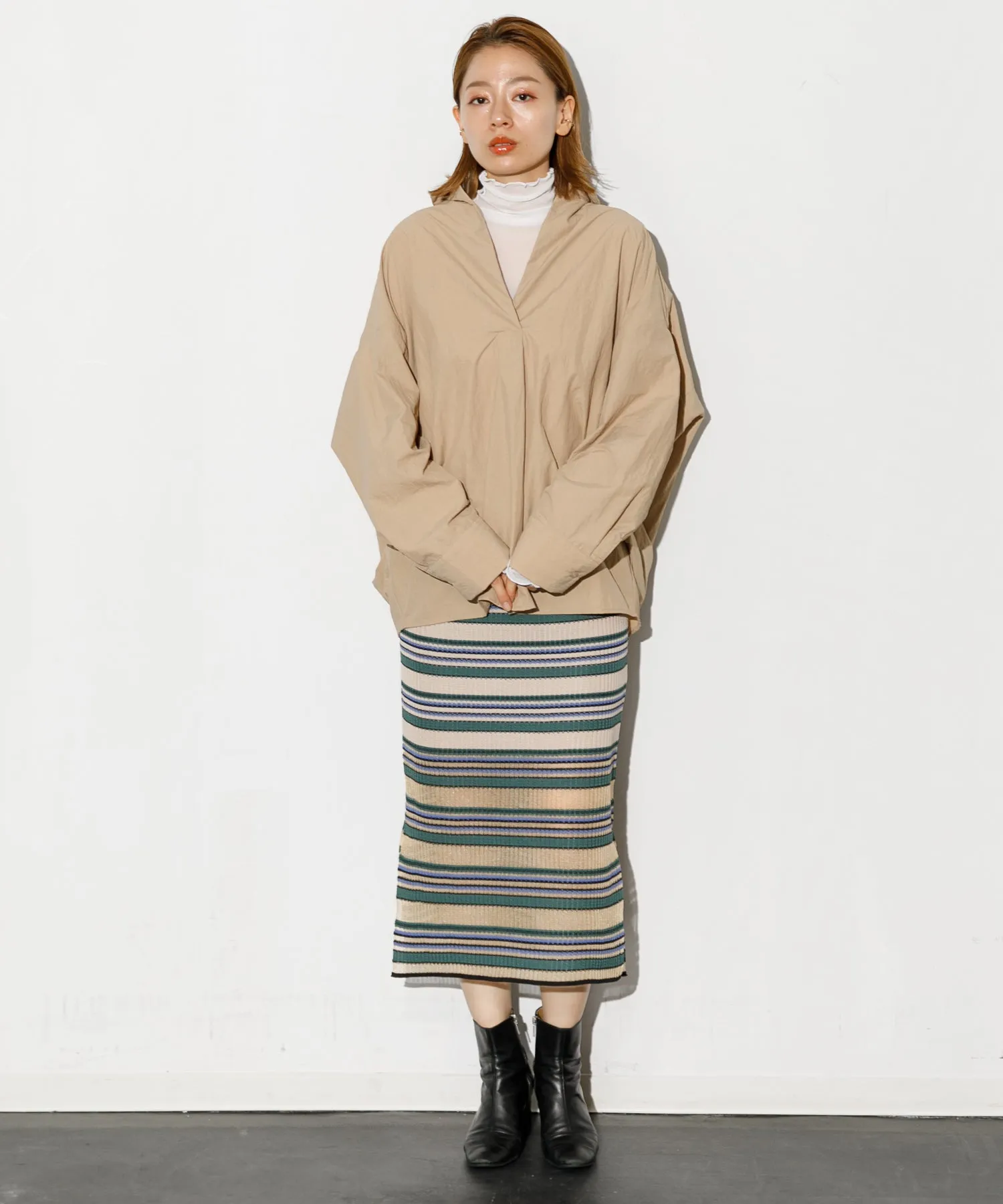 【WOMEN】TRICOTÉ BORDER SKIRT