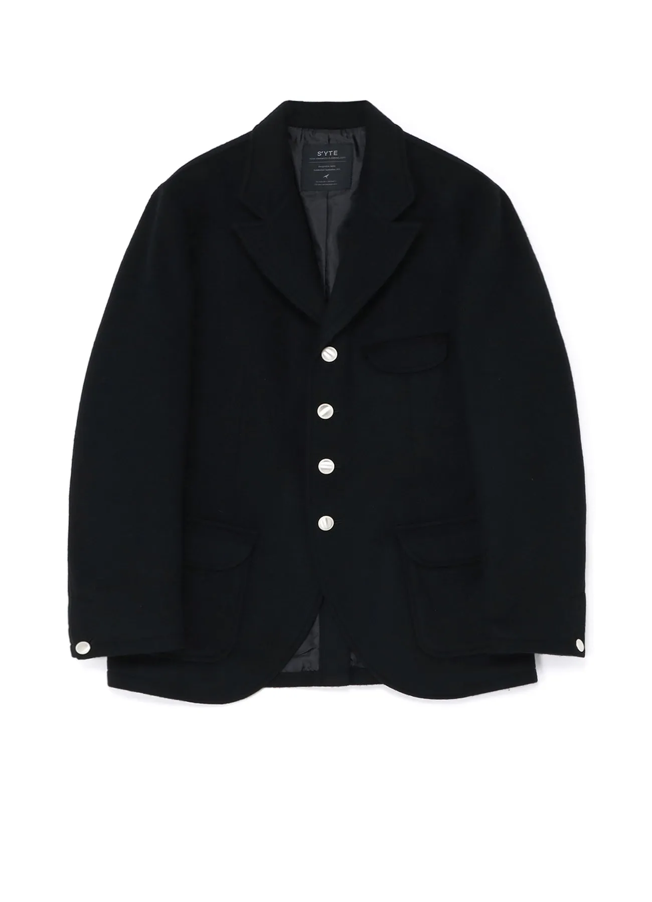 WOOL BEAVER PEAKED LAPEL 4-BUTTON JACKET