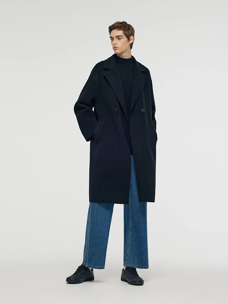 Wool Cashmere Double-Faced Unisex Mid-Length Coat