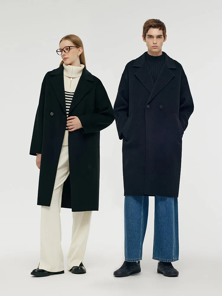 Wool Cashmere Double-Faced Unisex Mid-Length Coat