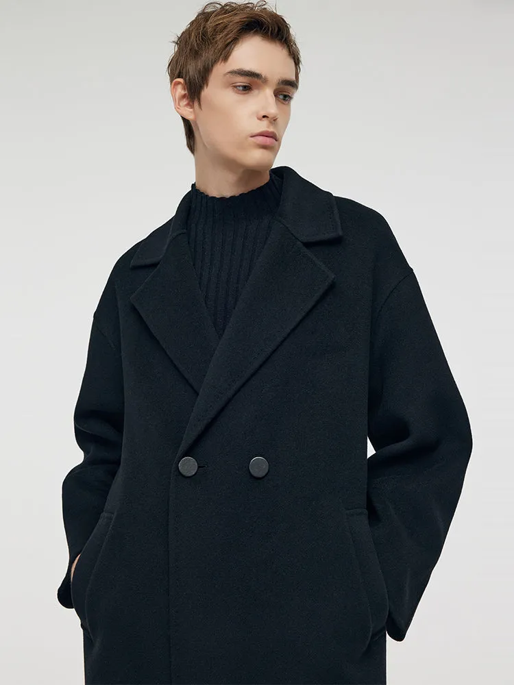 Wool Cashmere Double-Faced Unisex Mid-Length Coat