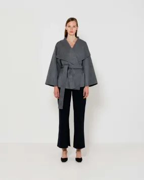 Wrap-over wool coat | Grey