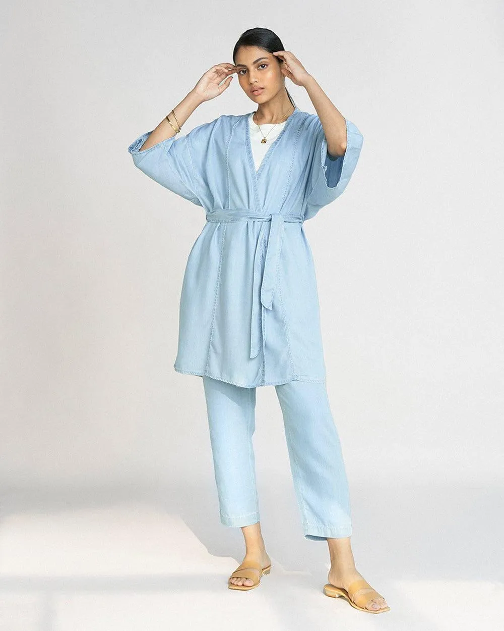 Wrapped in Happiness Blue Kimono Overlay