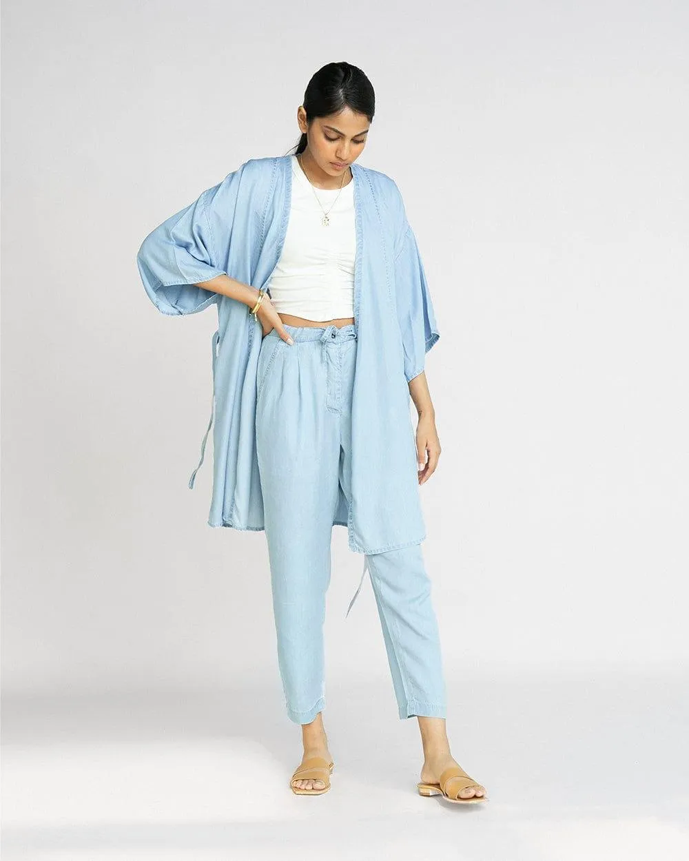 Wrapped in Happiness Blue Kimono Overlay