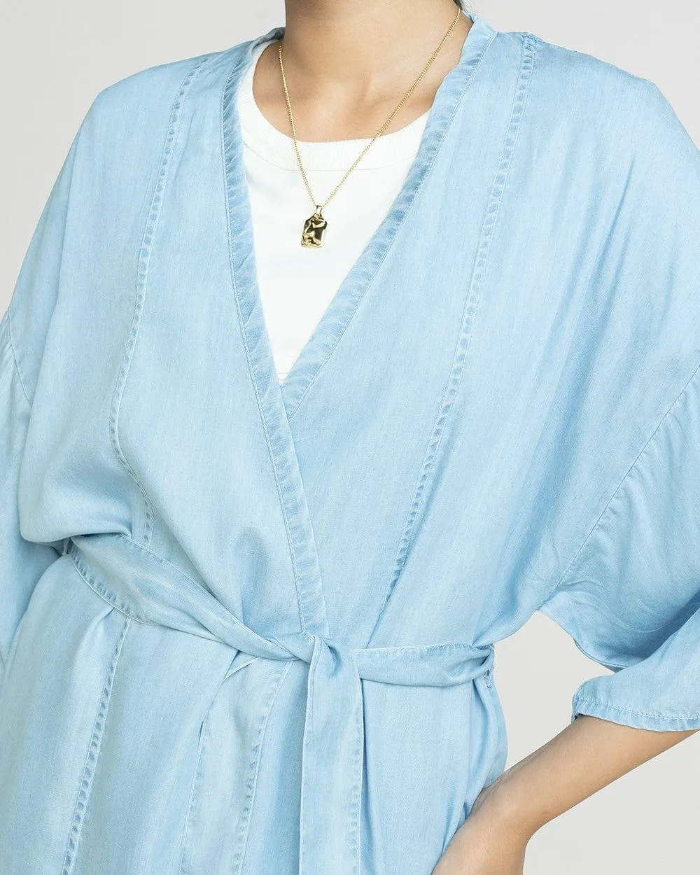 Wrapped in Happiness Blue Kimono Overlay