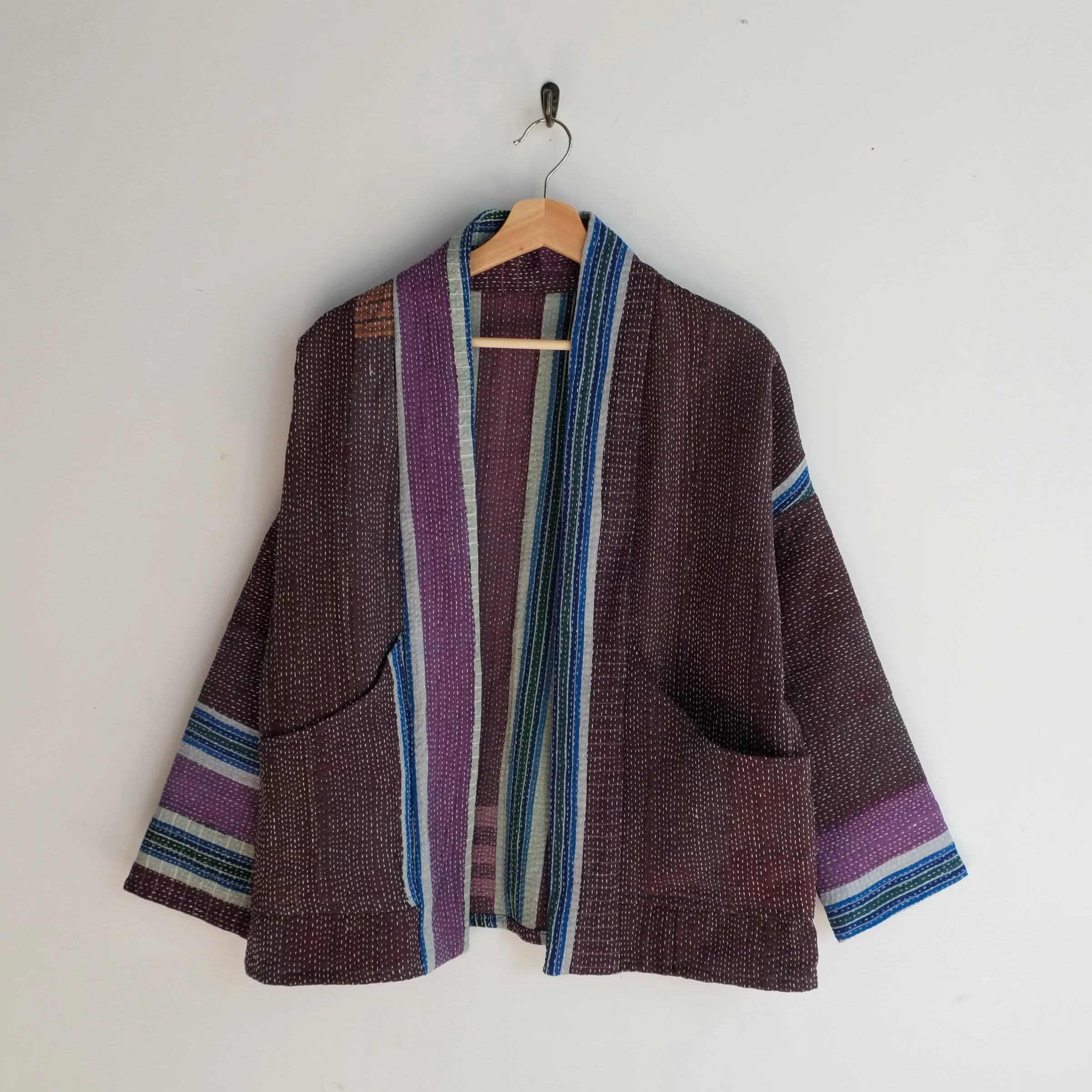 XXS Grey with Purple and Blue Stripes Anoushka Jacket LL135