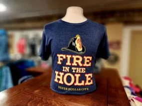 Youth Fire in the Hole Logo T-Shirt - Heather Denim