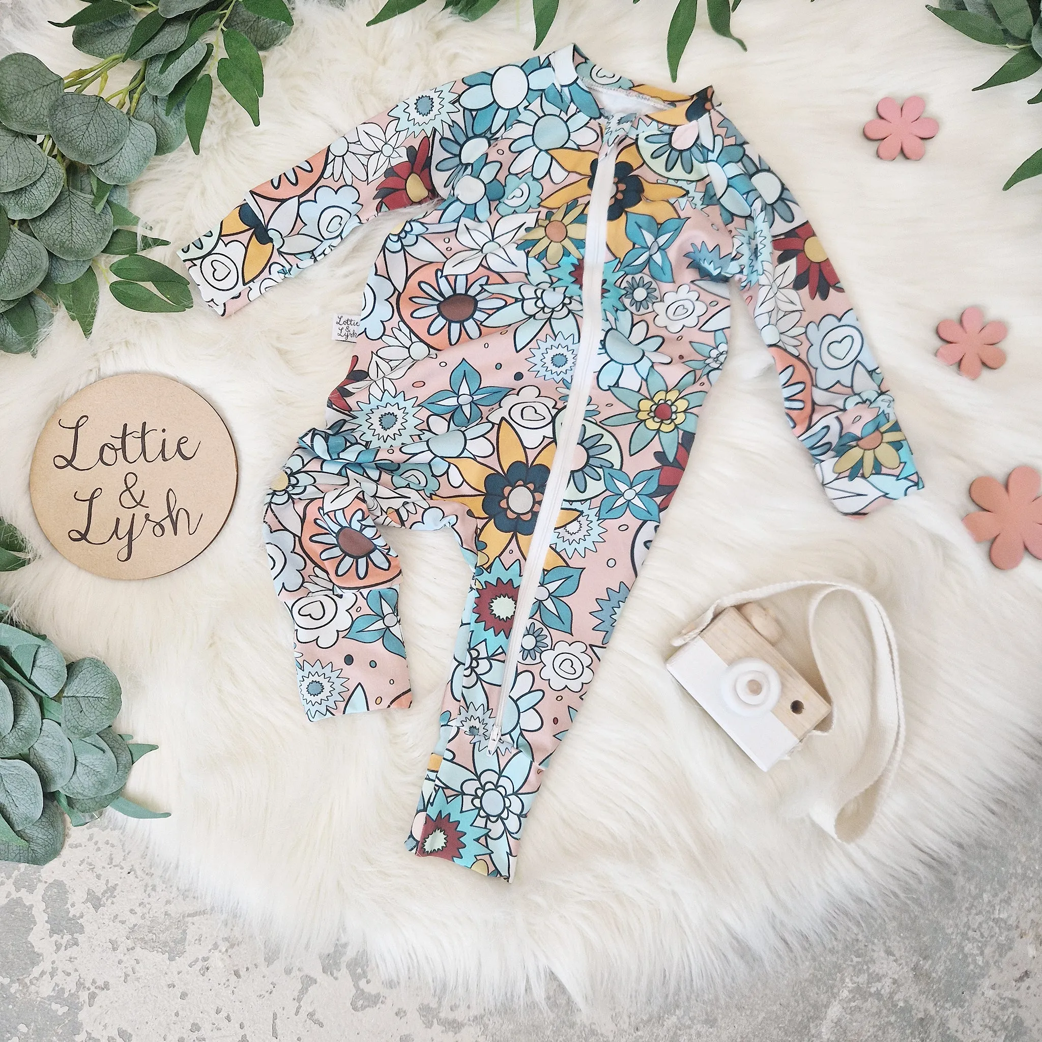 Zipped Sleepsuit | Retro Floral Brights